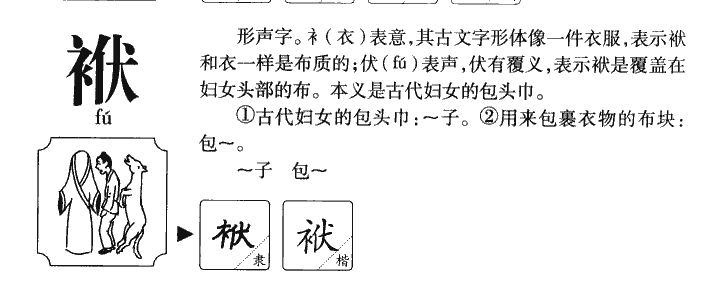 袱字字源字形