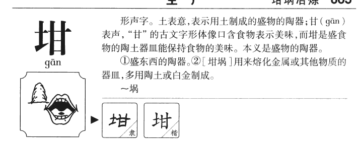 坩字字源字形