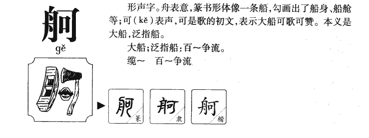 舸字字源字形
