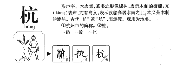杭字字源字形