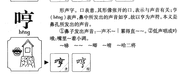 哼字字源字形