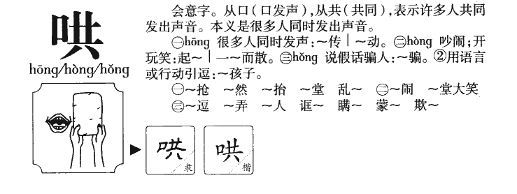 哄字字源字形