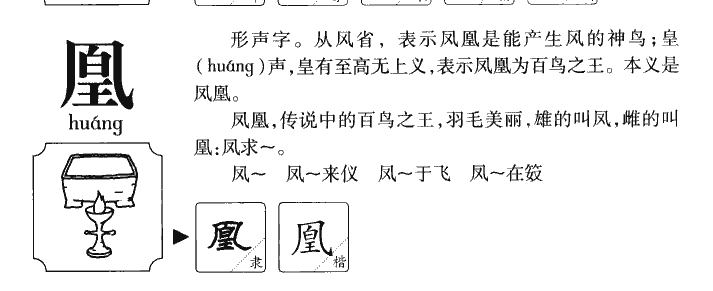 凰字字源字形