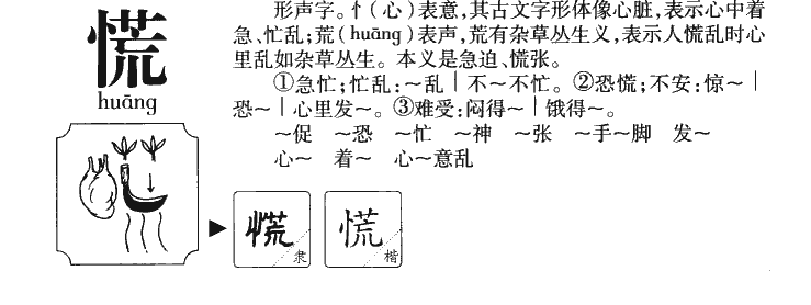 慌字字源字形