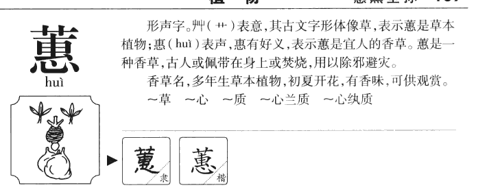 蕙字字源字形