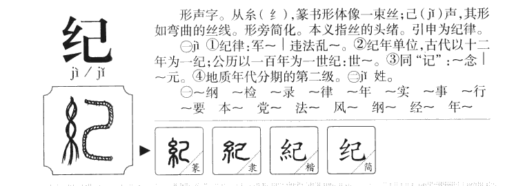 纪字字源字形