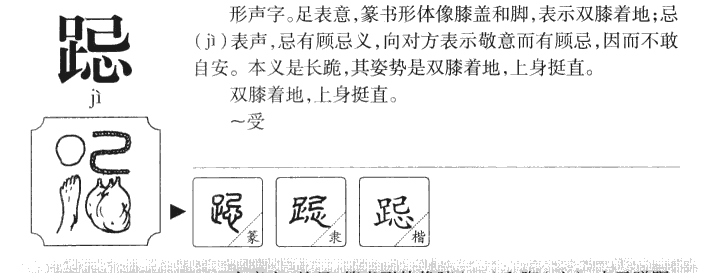 跽字字源字形