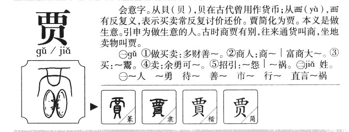 贾字字源字形