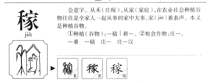 稼字字源字形