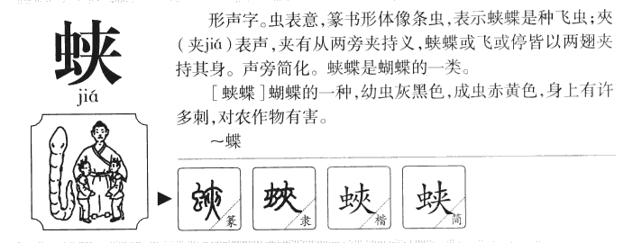 蛱字字源字形