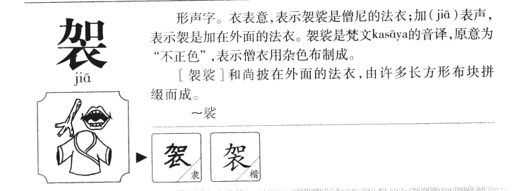 袈字字源字形