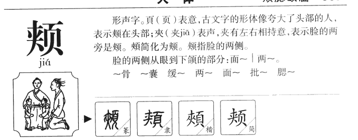 颊字字源字形