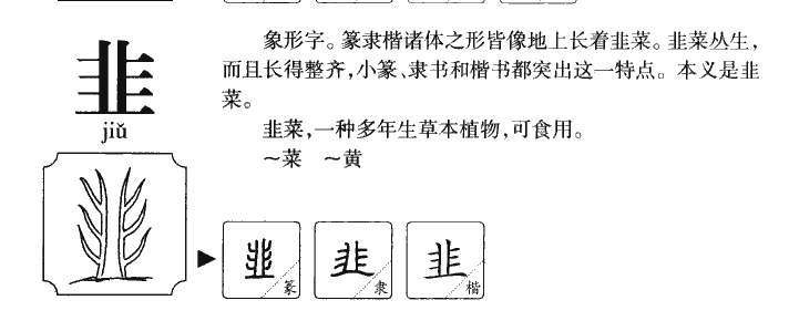 韭字字源字形