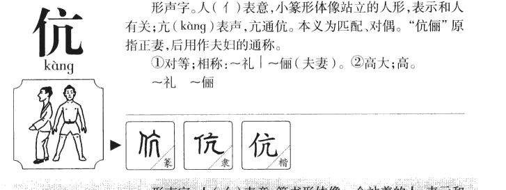 伉字字源字形
