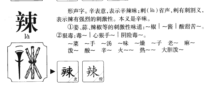 辣字字源字形