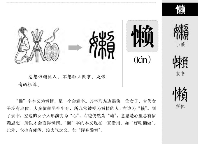 懒字字源字形