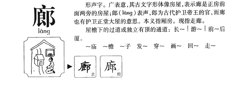 廊字字源字形