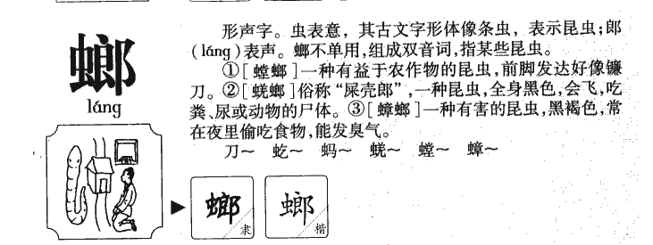 螂字字源字形
