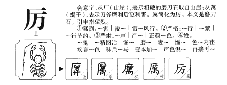 厉字字源字形