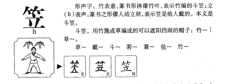 笠字字源字形