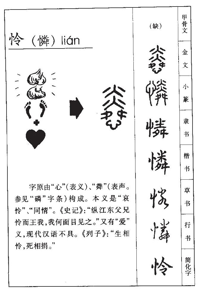 怜字字源字形