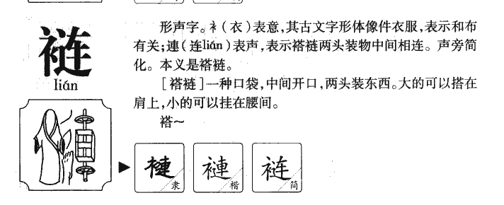 裢字字源字形