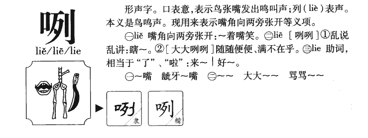 咧字字源字形