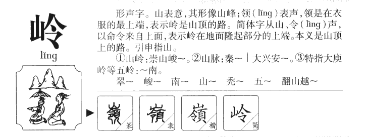 岭字字源字形