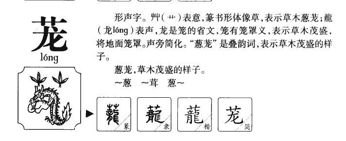 茏字字源字形