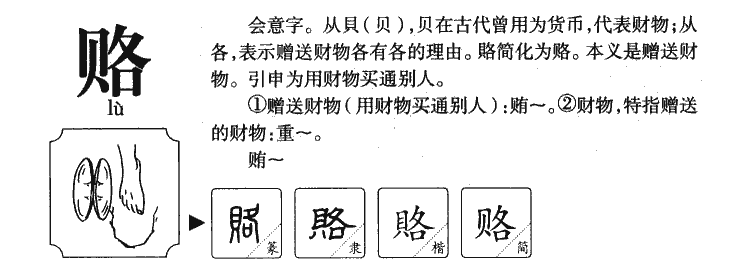 赂字字源字形