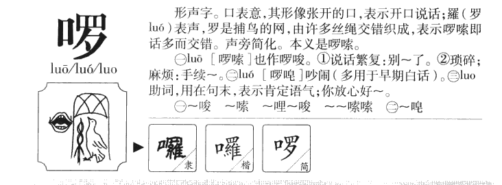 啰字字源字形