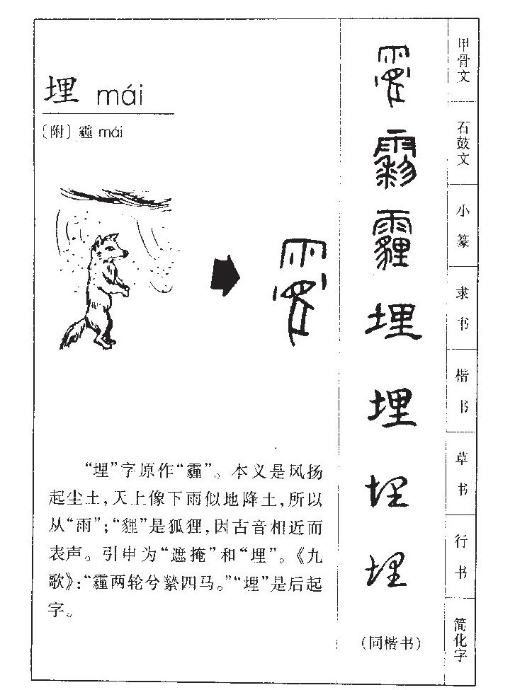 埋字字源字形