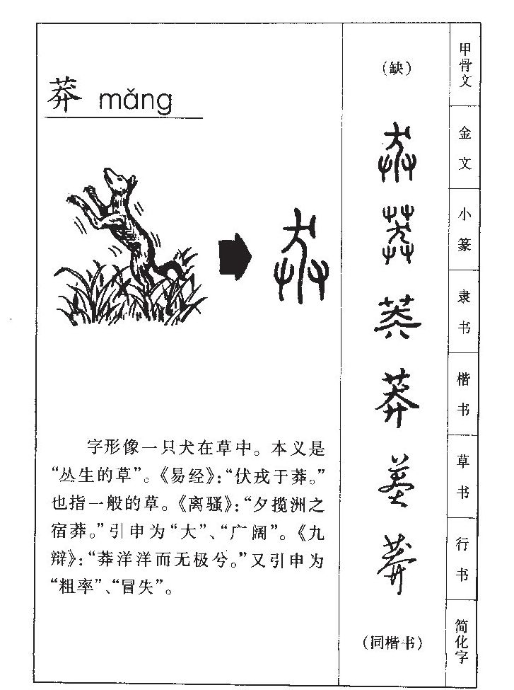 莽字字源字形