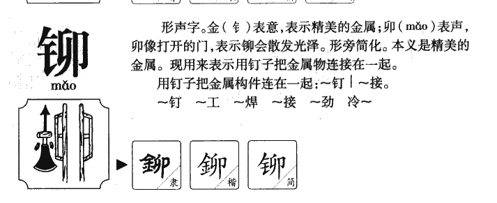 铆字字源字形