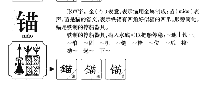 锚字字源字形