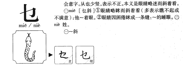 乜字字源字形