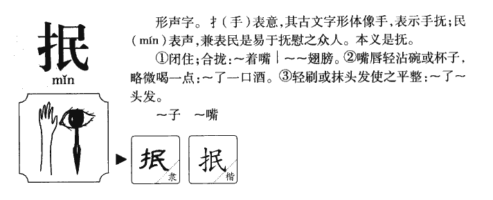 抿字字源字形