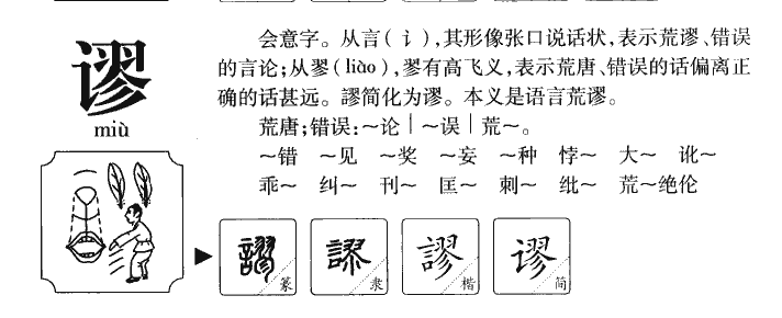 谬字字源字形