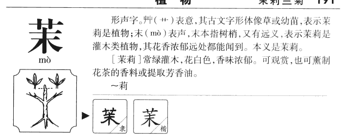 茉字字源字形