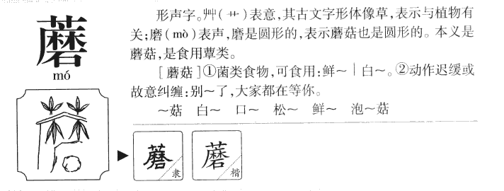 蘑字字源字形