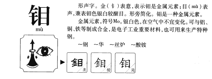钼字字源字形