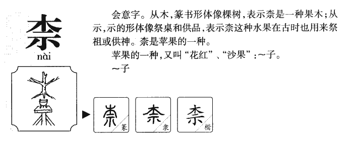 柰字字源字形