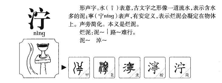 泞字字源字形