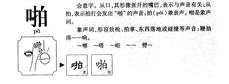 啪字字源字形