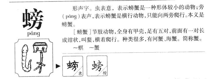 螃字字源字形