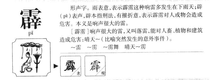 霹字字源字形