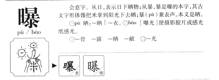 曝字字源字形