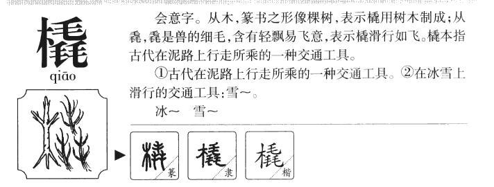 橇字字源字形