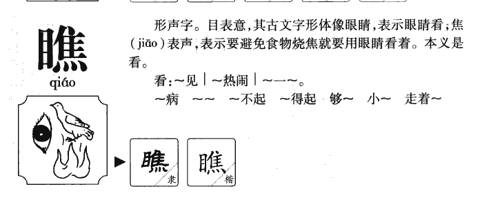 瞧字字源字形