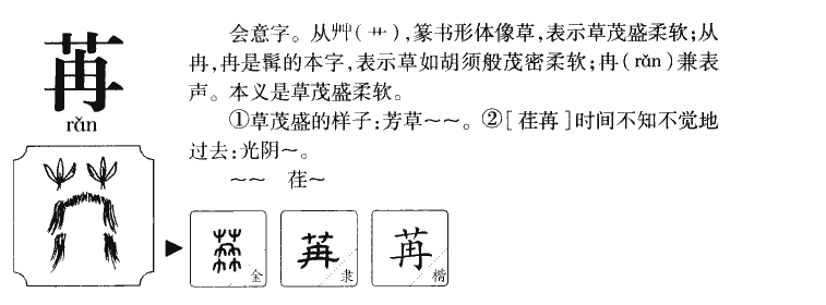 苒字字源字形